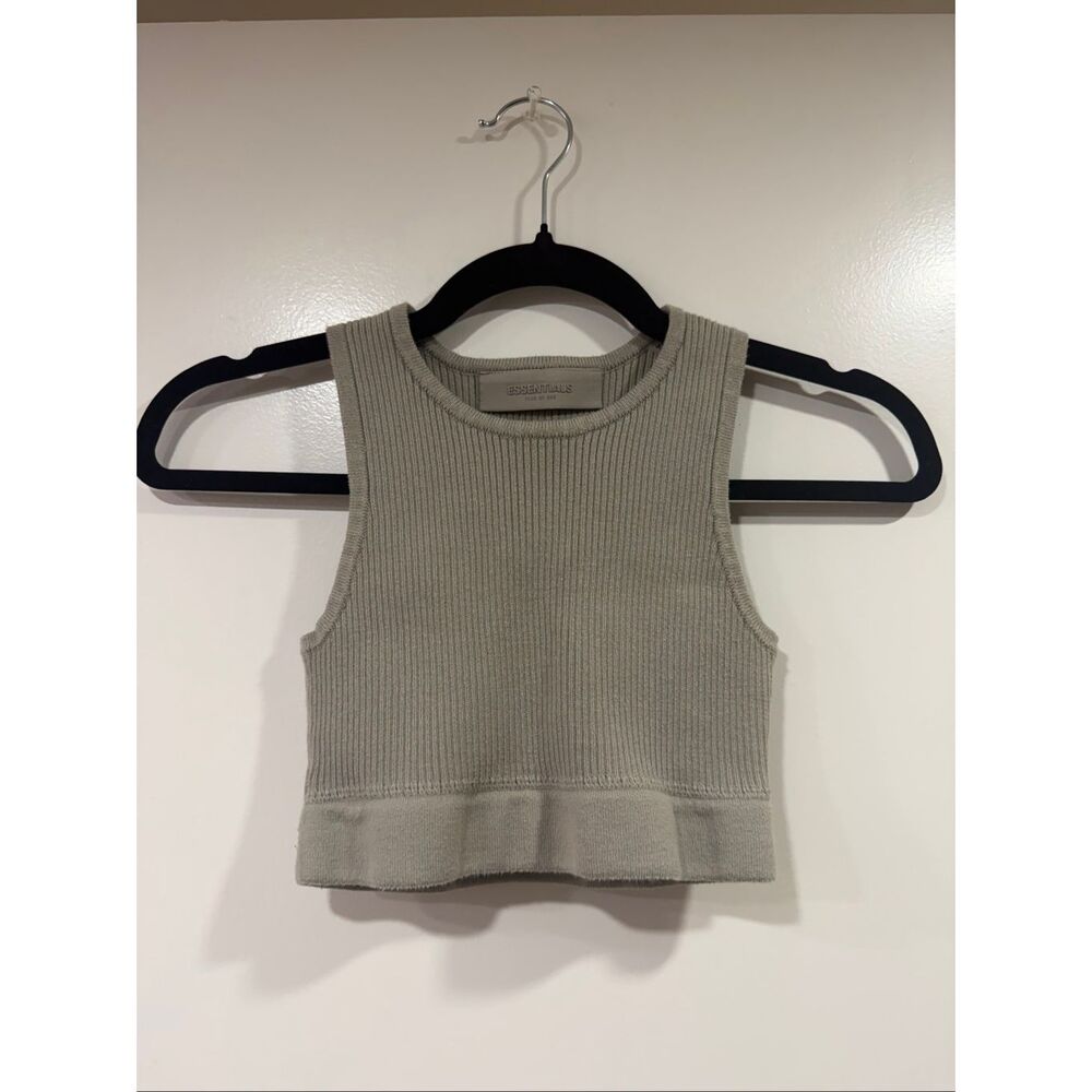 Size XS ESSENTIALS FEAR OF GOD cropped oatmeal tank top